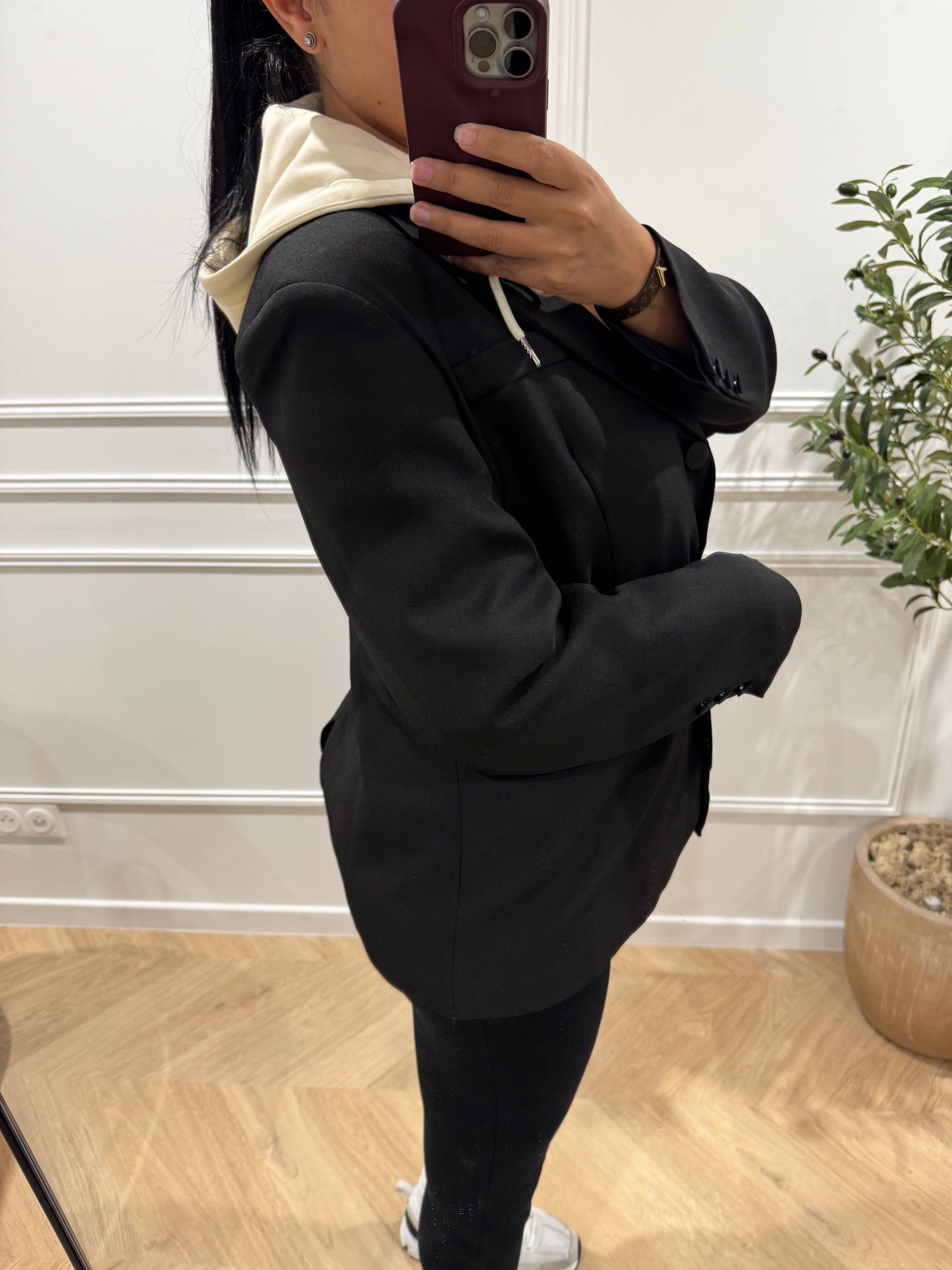 SIA | VESTE BLAZER AVEC CAPUCHE NOIR