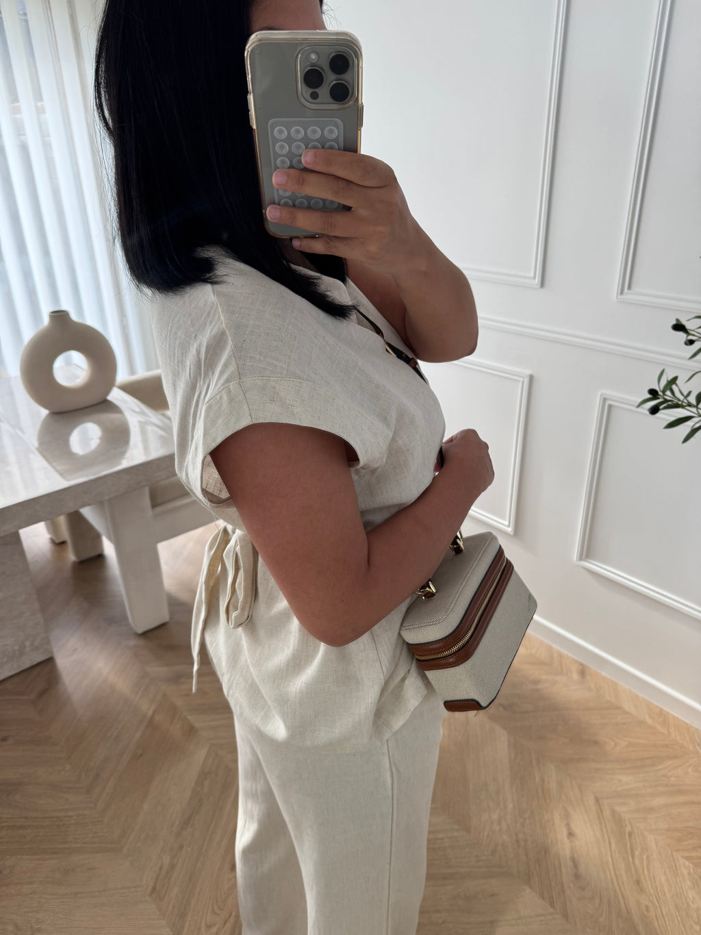 NIL | ENSEMBLE LIN CEINTURÉ BEIGE