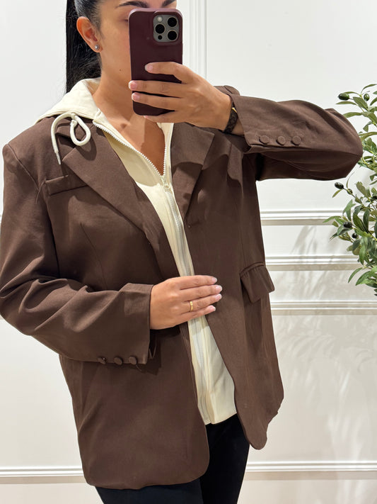 SIA | VESTE BLAZER AVEC CAPUCHE CHOCO