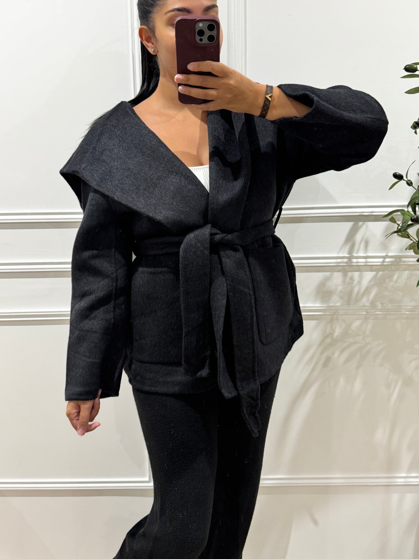 RIA | VESTE EN LAINE GRIS CHINÉ