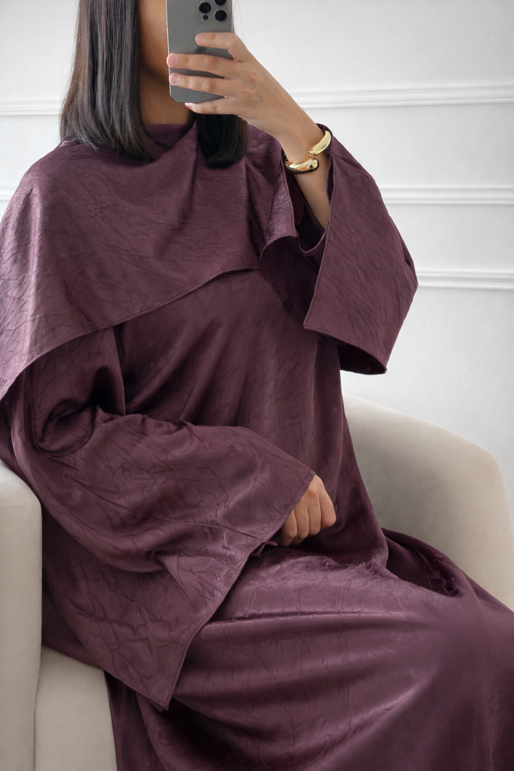 DUB | ABAYA STRUCTURÉE AUBERGINE