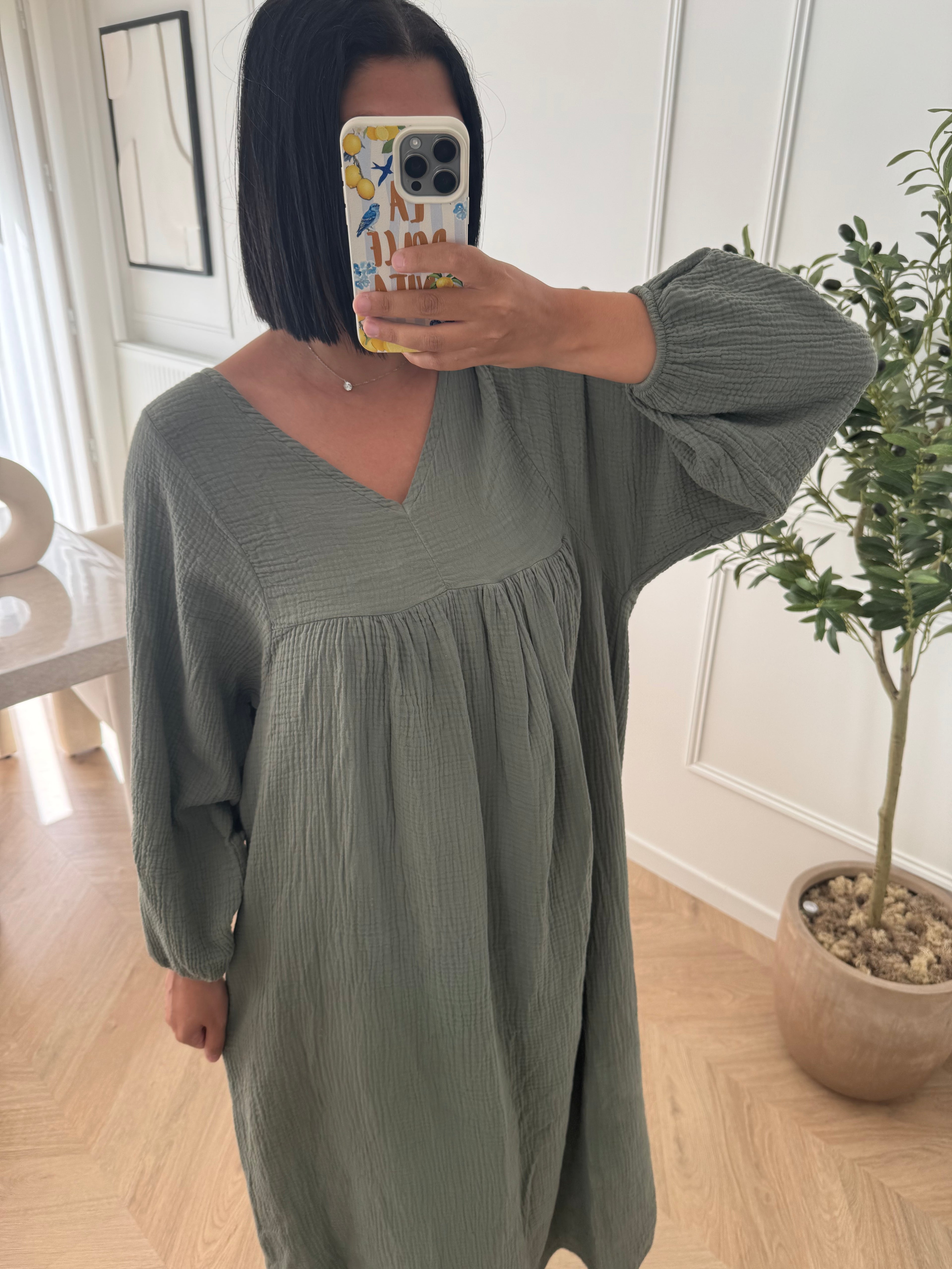GAZ | ROBE GAZ DE COTON KAKI