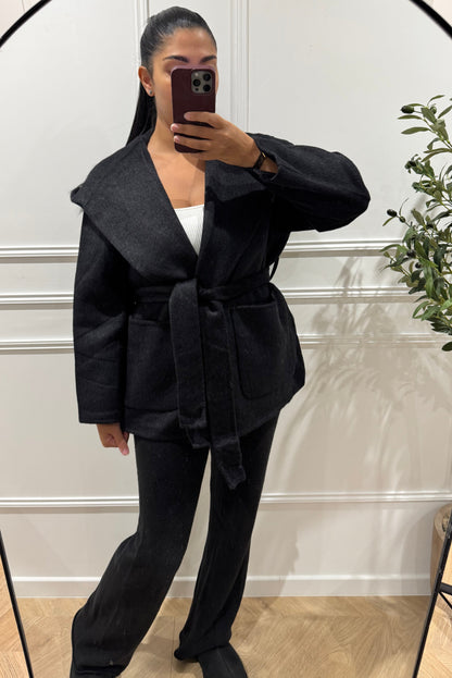 RIA | VESTE EN LAINE GRIS CHINÉ