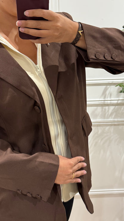 SIA | VESTE BLAZER AVEC CAPUCHE CHOCO