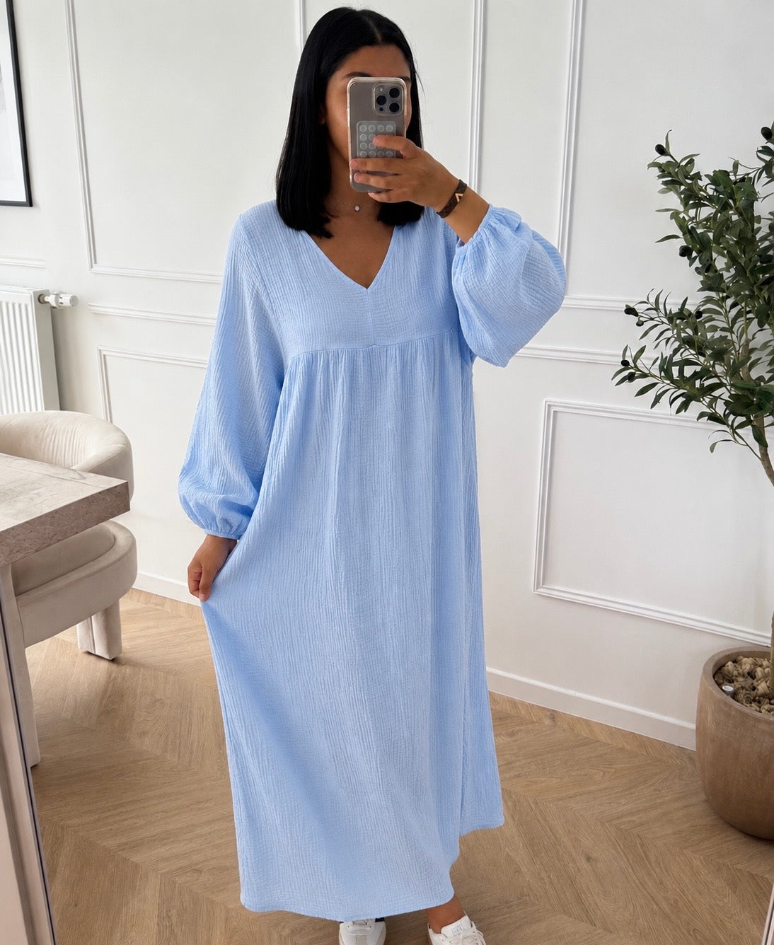 GAZ | ROBE GAZ DE COTON BLEU
