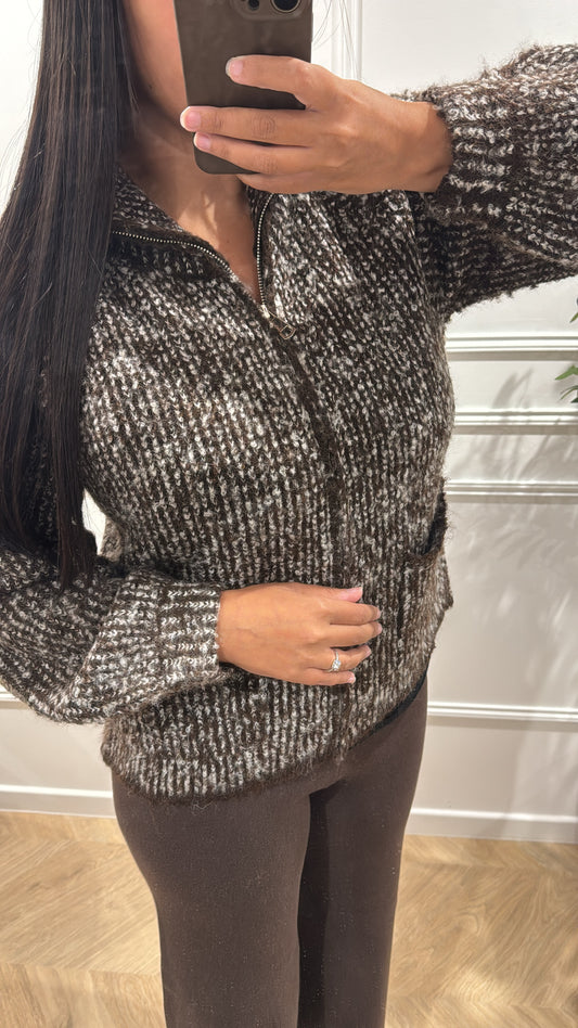 YAS | CARDIGAN GILET CHOCO