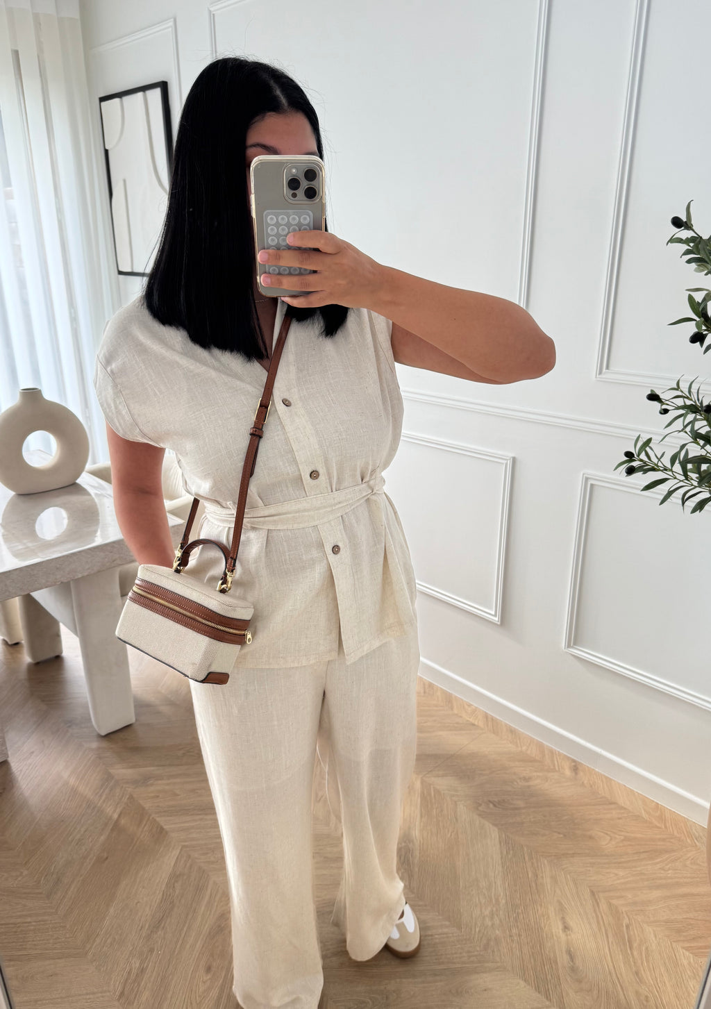 NIL | ENSEMBLE LIN CEINTURÉ BEIGE