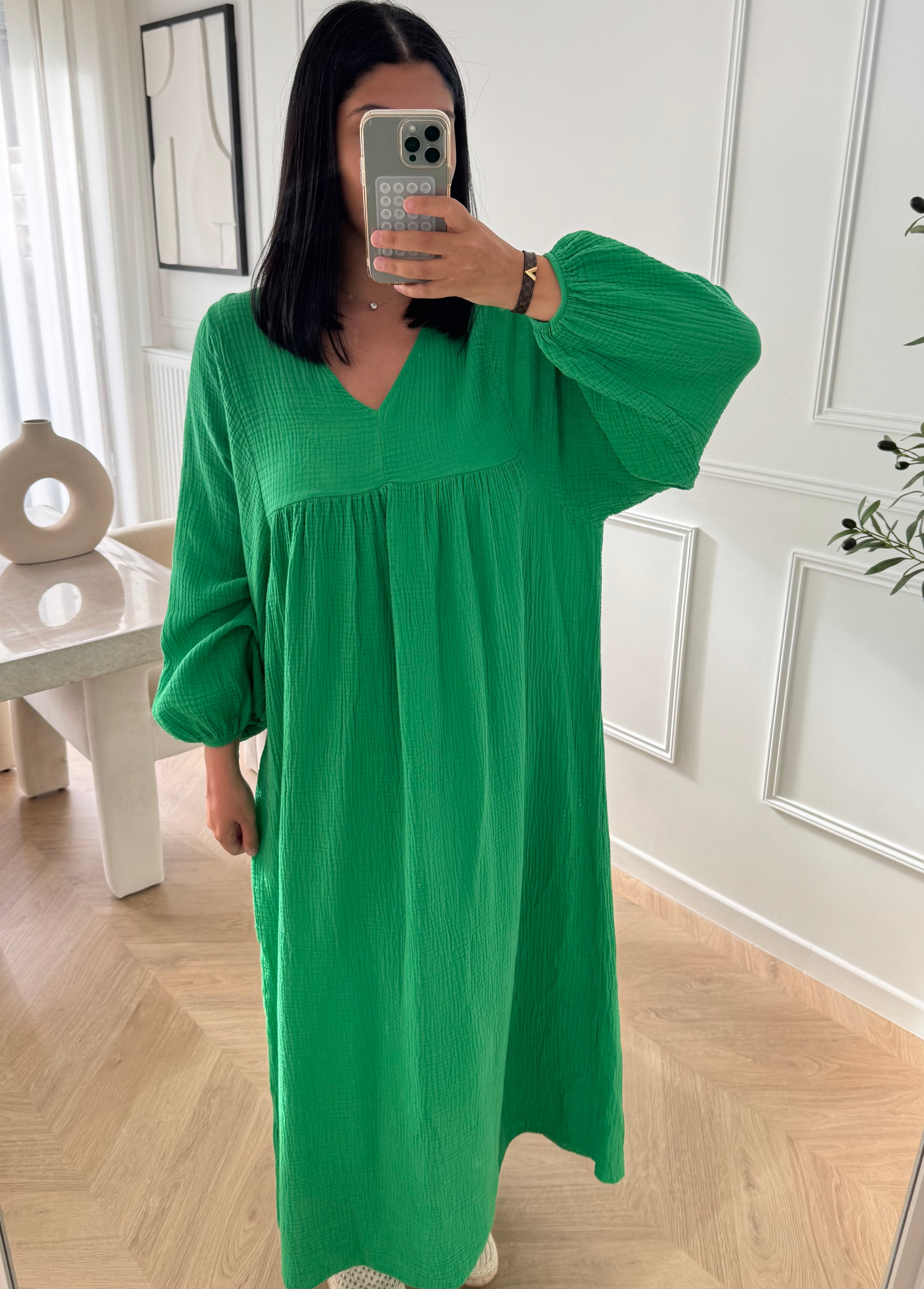 GAZ | ROBE GAZ DE COTON VERT