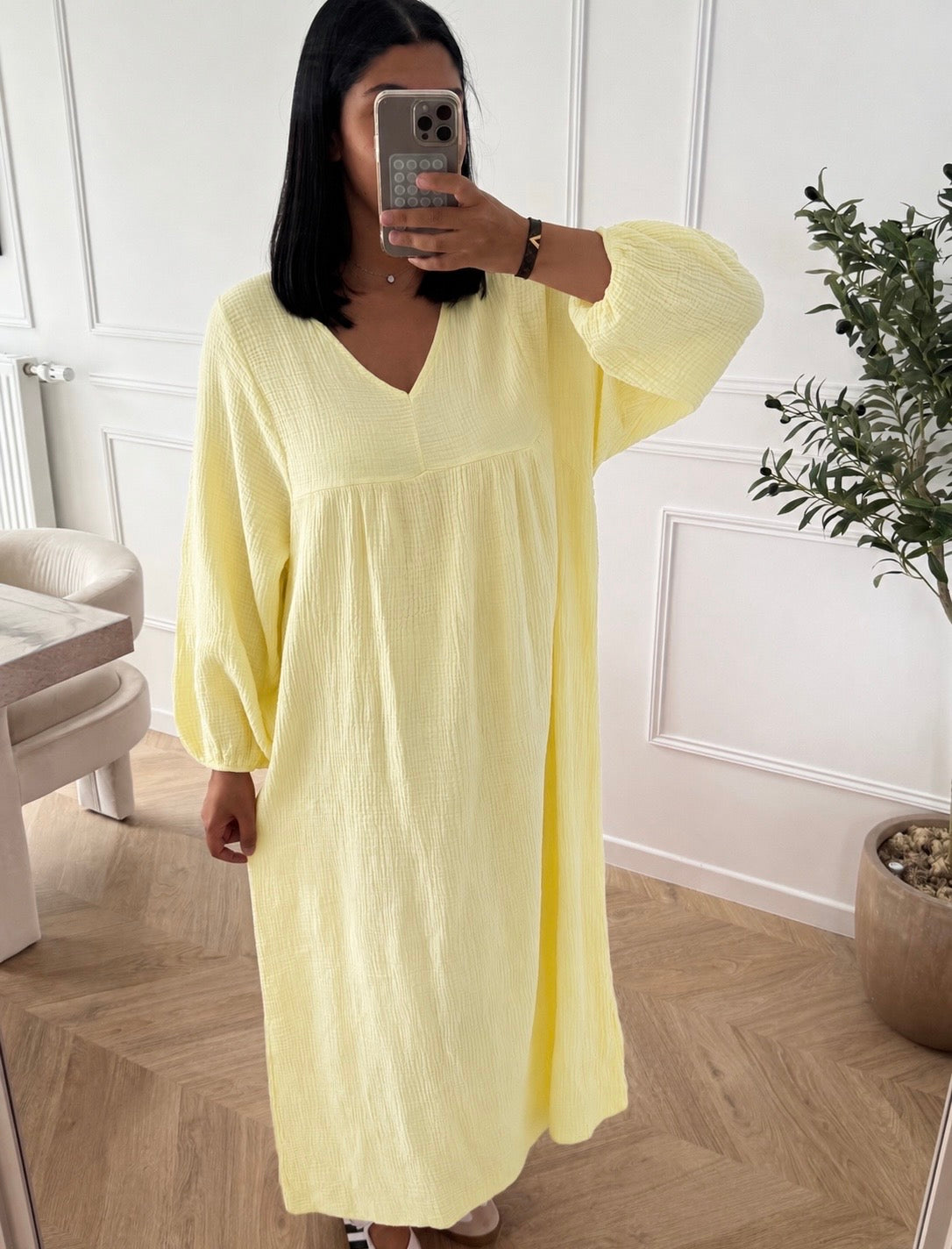 GAZ | ROBE GAZ DE COTON JAUNE