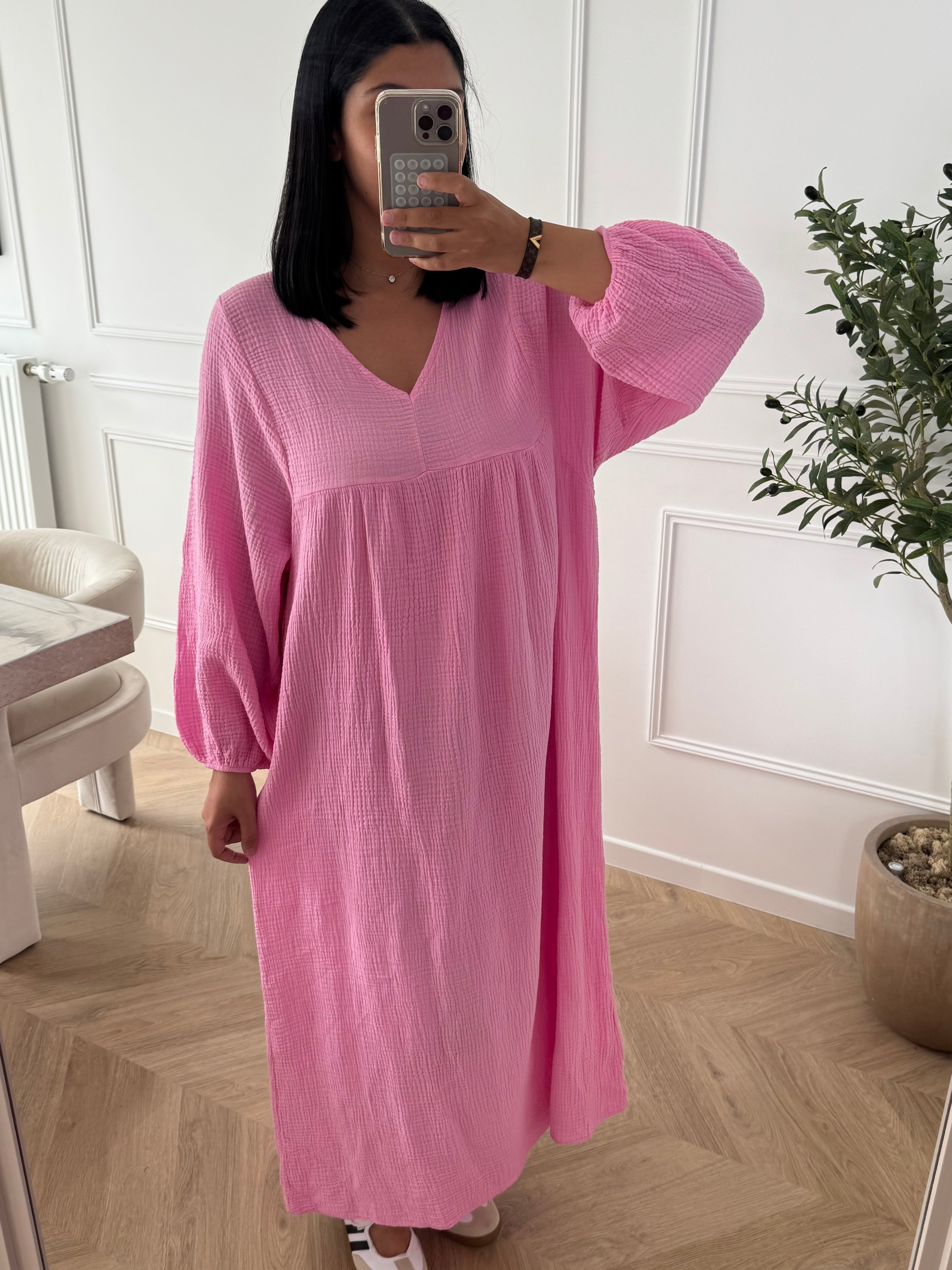 GAZ | ROBE GAZ DE COTON ROSE