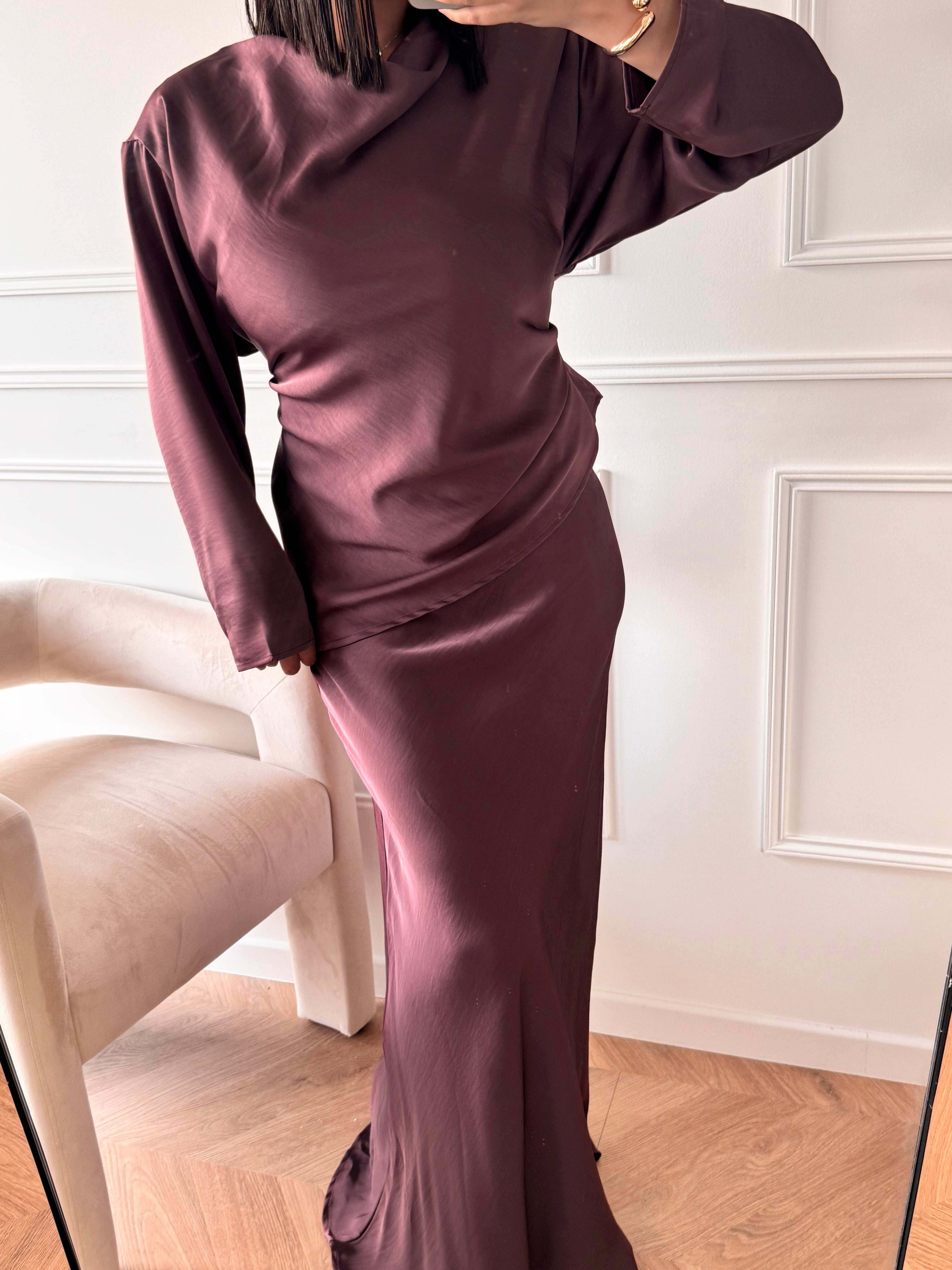 ISA | SET JUPE FLUIDE AUBERGINE